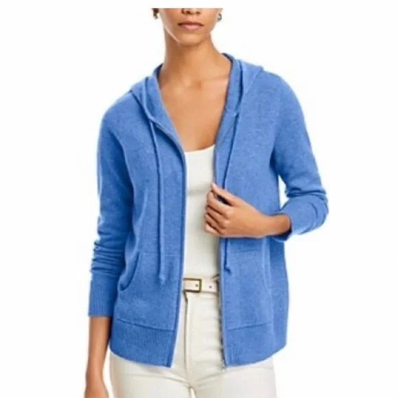 C by Bloomingdale's Cashmere Navy Zip-Up Sweater - XL - Picture 4 of 4